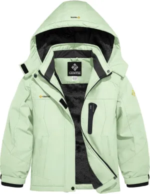GEMYSE Girl's Waterproof Ski Snow Jacket Hooded Fleece Lined Windproof Winter Jacket
