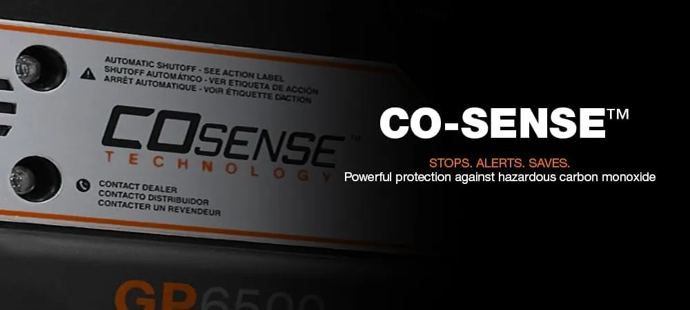 Generac 6,500-Watt Gas-Powered Portable Generator - COsense Technology - PowerRush Advanced Technology - Reliable Power for Emergencies, Recreation, Home - 49 State Compliant - Orange/Black