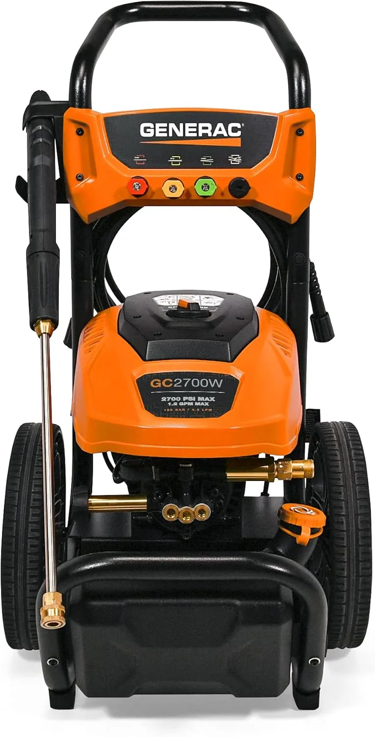 Generac 8888 2700 PSI 1.2 GPM Electric-Powered Residential Pressure Washer - Powerful & Efficient Cleaning - Portable, Ideal for Home Use - 50-State/CARB Compliant