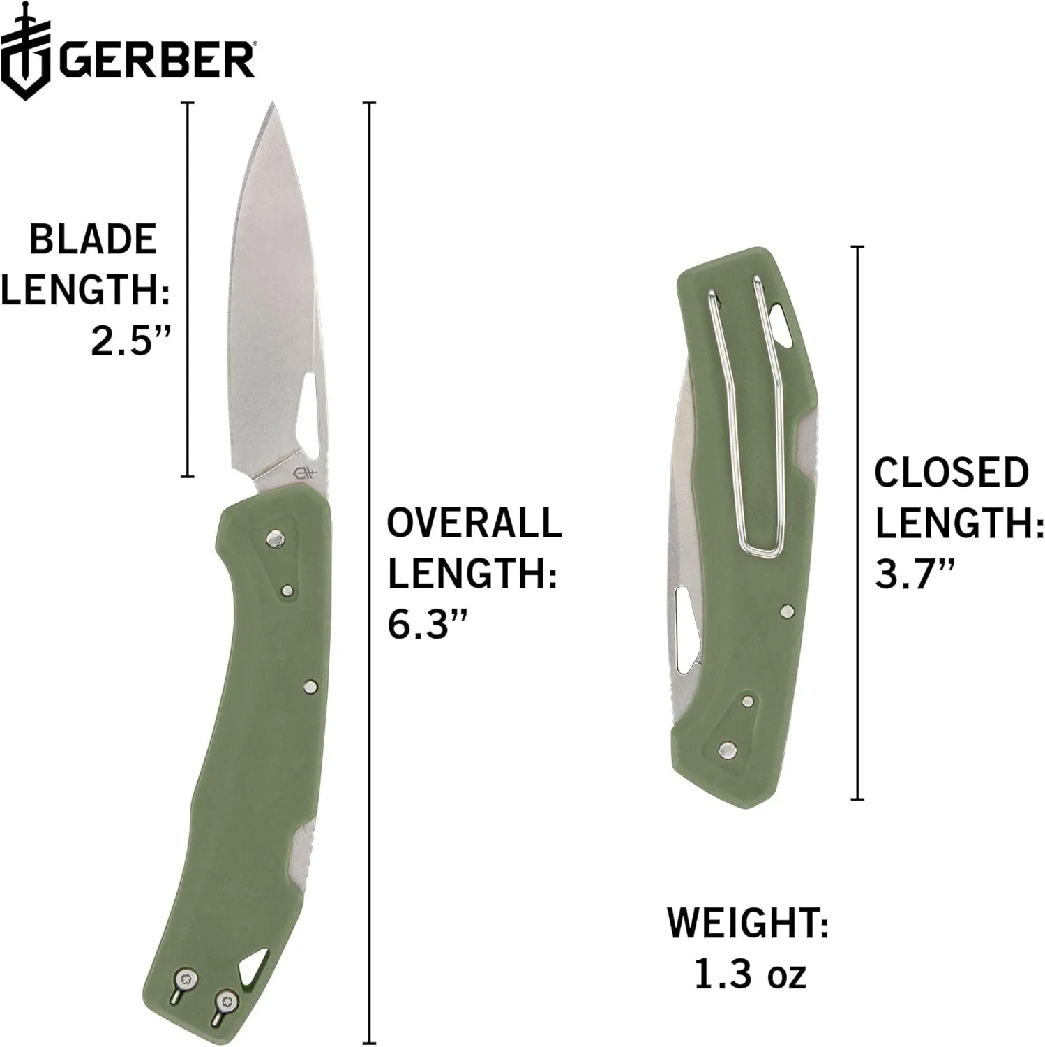 Gerber Gear LST - EDC Pocket Knife - Survival Tactical Tool for Travel, Camping & Outdoor Adventure - Lightweight & Compact Folding Knife - Stainless Steel Blade - Green