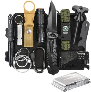 Gifts for Dad Men Husband Fathers Day, Survival Kit, Emergency Survival Gear and Equipment 14 in 1, Anniversary Birthday Gifts for Him Boyfriend, Hunting Fishing Camping Accessories, Cool Gadget