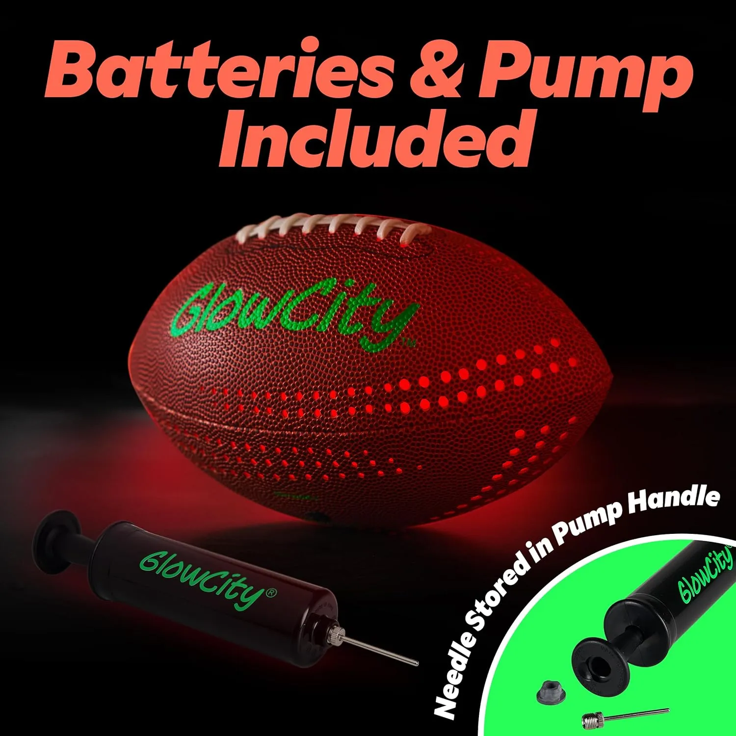 GlowCity Glow in The Dark Football - Light Up LED Ball - Perfect for Evening Play, Camping, and Beach Fun!