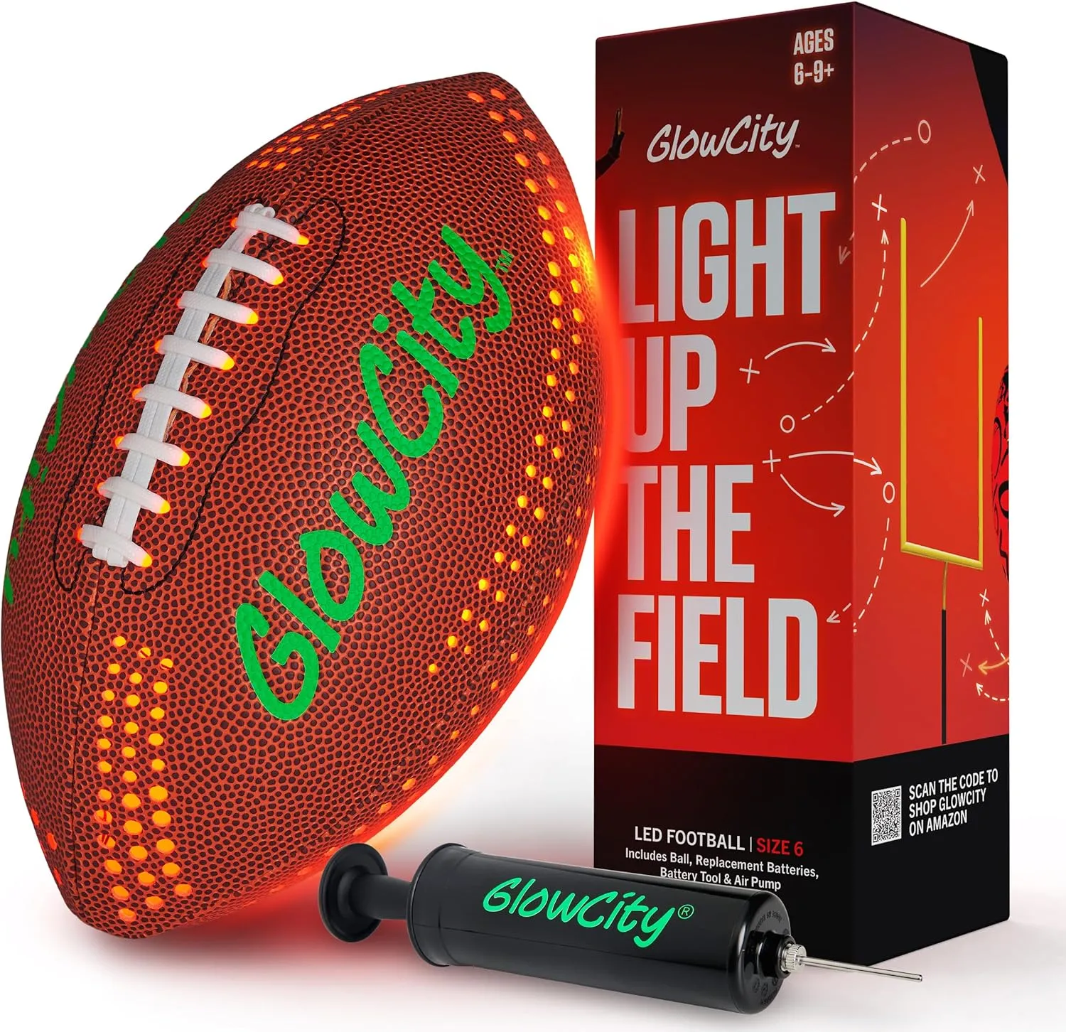 GlowCity Glow in The Dark Football - Light Up LED Ball - Perfect for Evening Play, Camping, and Beach Fun!