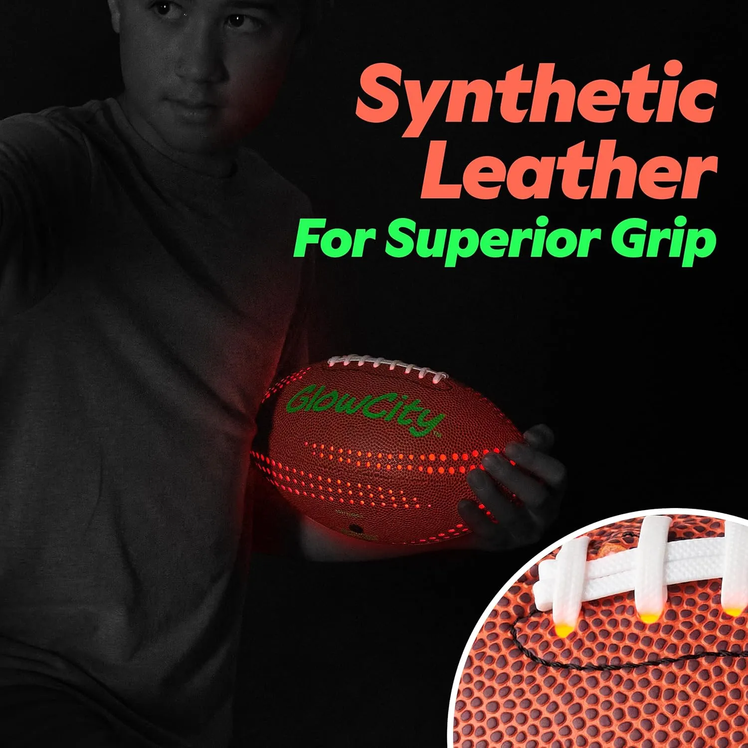 GlowCity Glow in The Dark Football - Light Up LED Ball - Perfect for Evening Play, Camping, and Beach Fun!