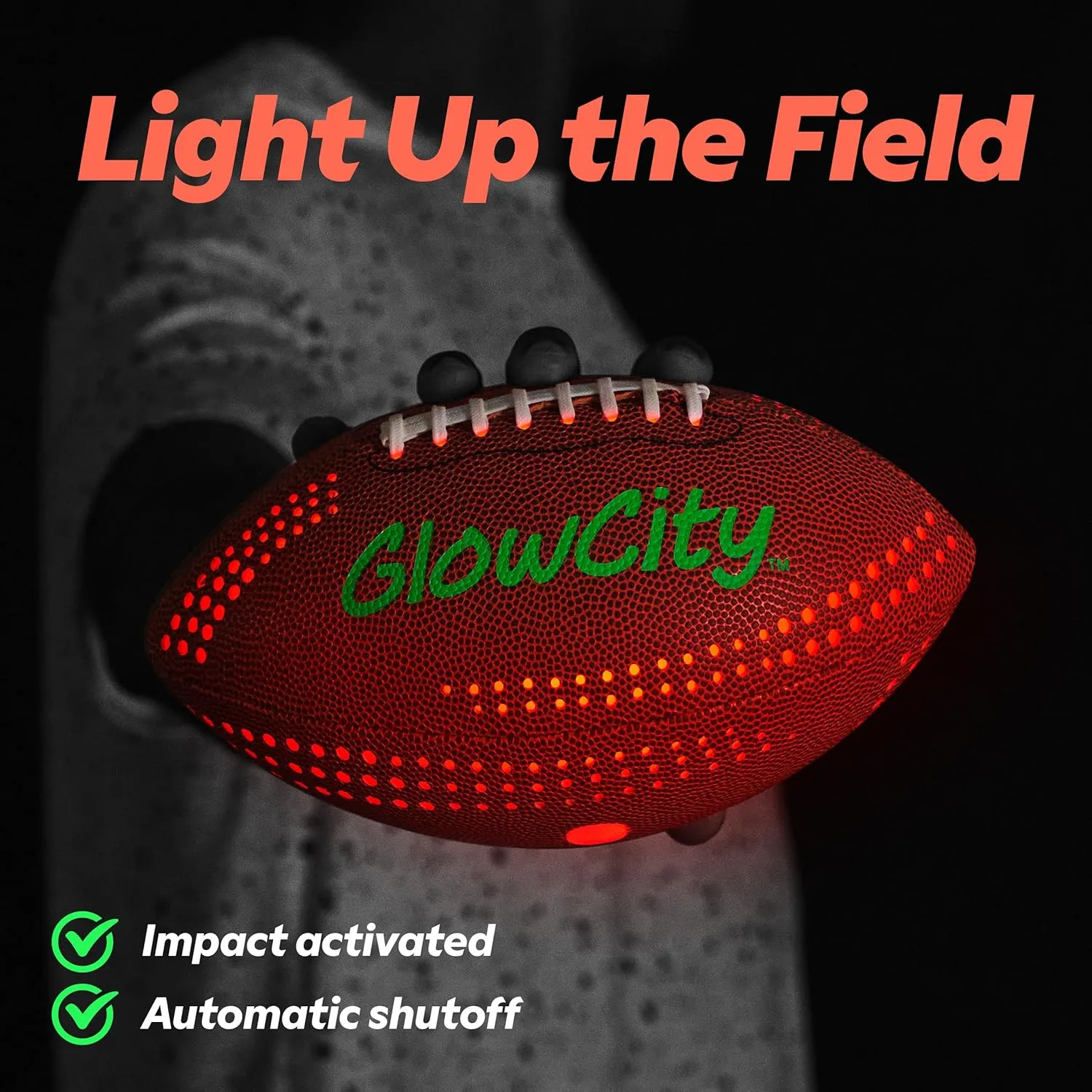 GlowCity Glow in The Dark Football - Light Up LED Ball - Perfect for Evening Play, Camping, and Beach Fun!