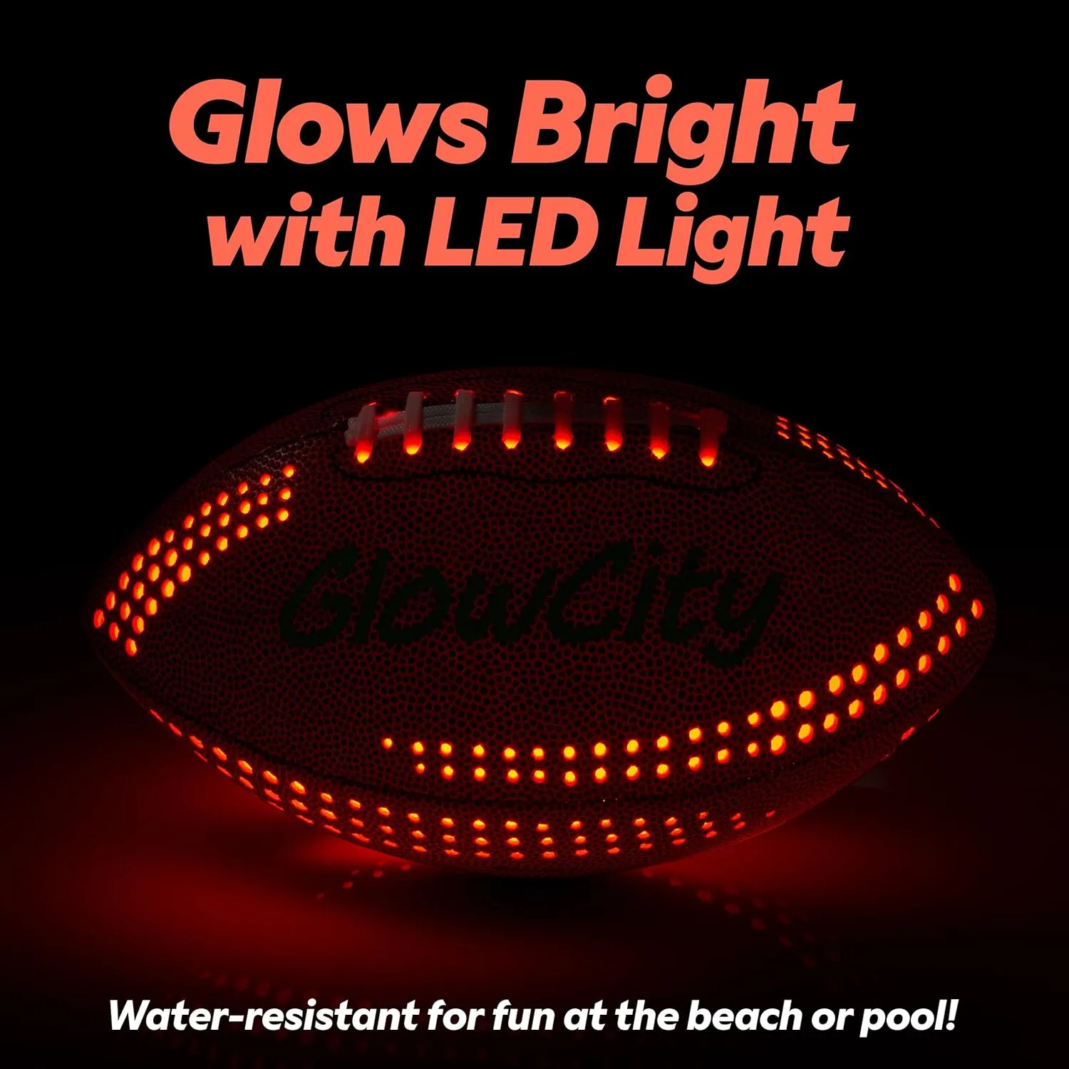 GlowCity Glow in The Dark Football - Light Up LED Ball - Perfect for Evening Play, Camping, and Beach Fun!
