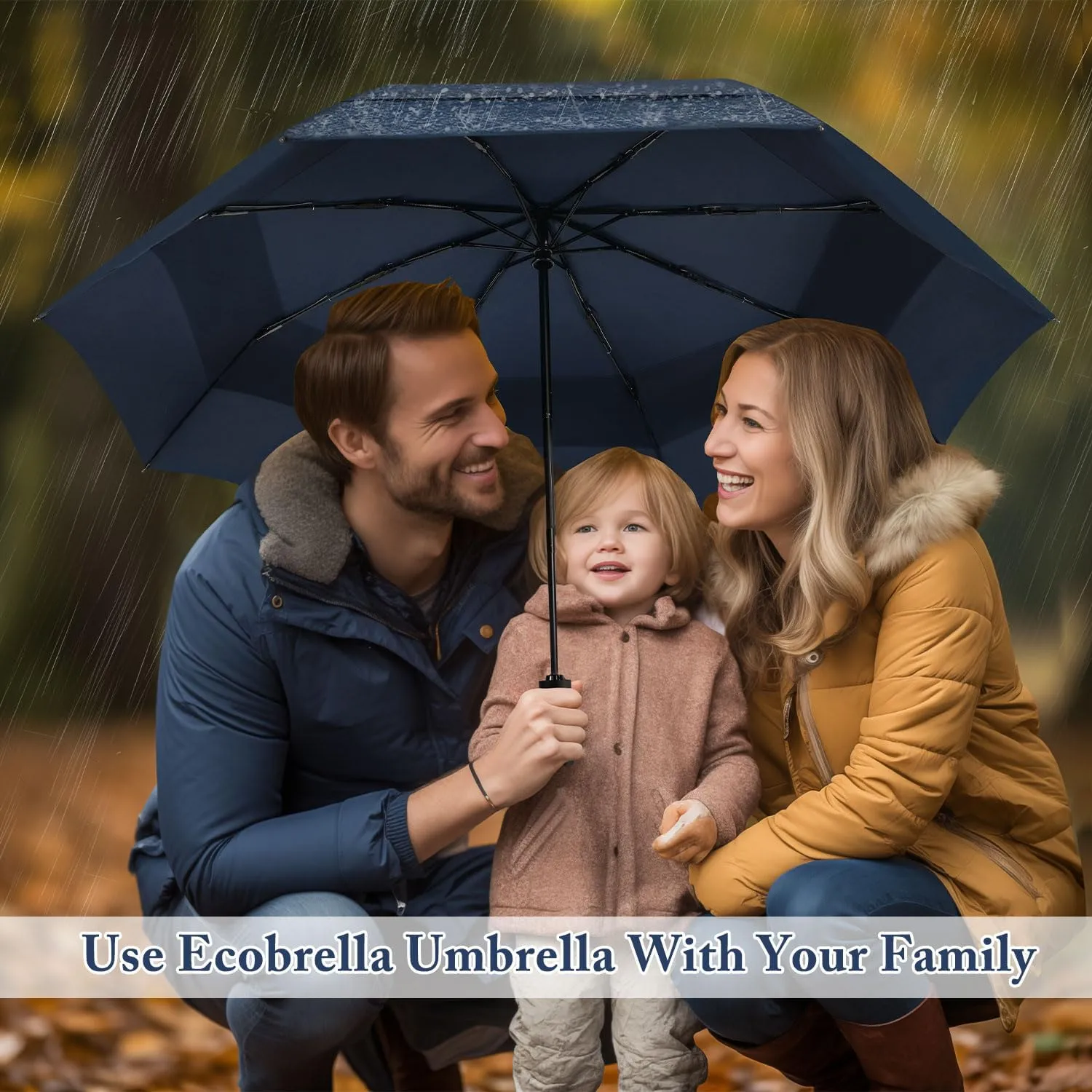 Golf Umbrella -Oversized 54inch Double Layer Extra Large Compact,Folding, Waterproof,Travel Automatic Open and Close-DARK BLUE COLOR-05