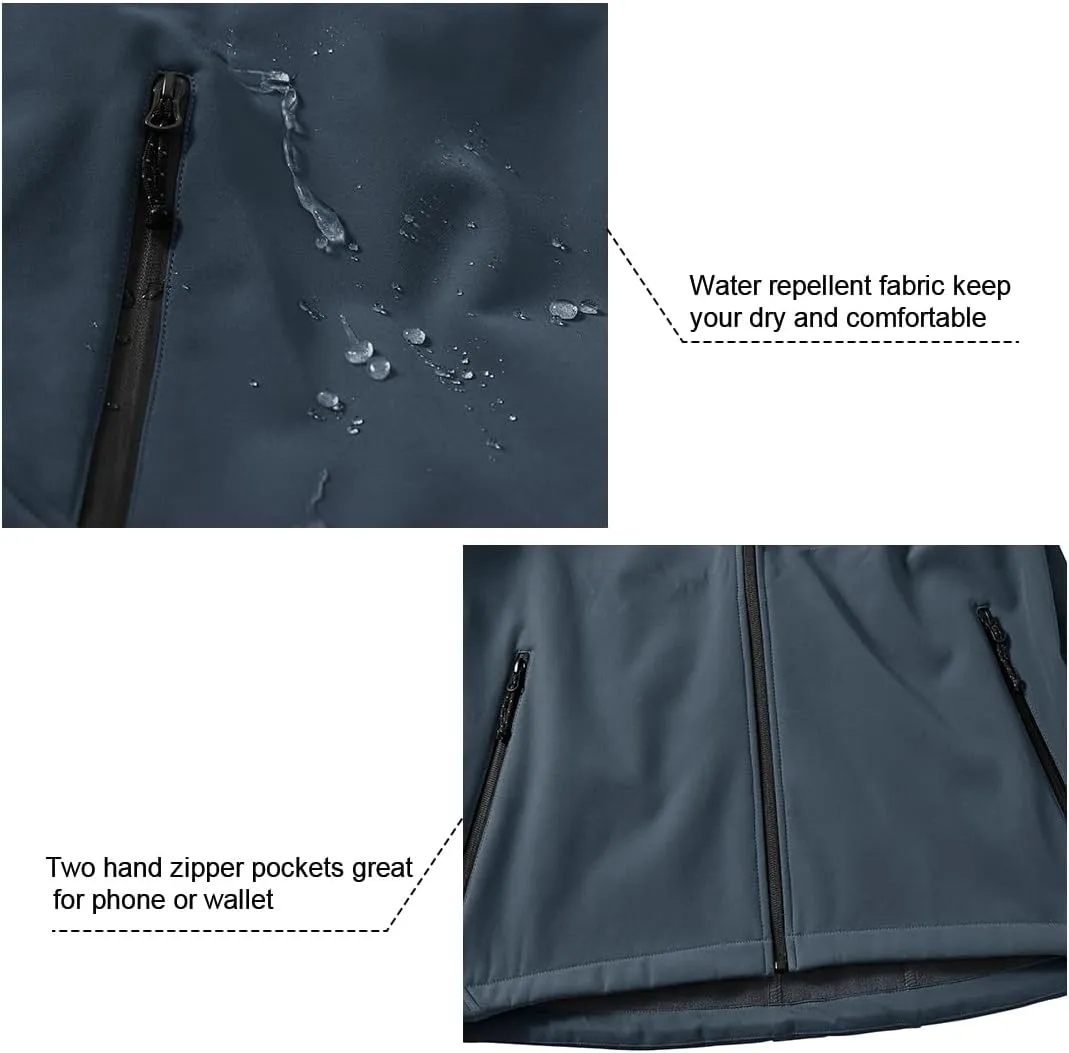 Gopune Men's Lightweight Soft Shell Jacket Fleece Lined Waterproof Hooded Hiking Winter Jacket