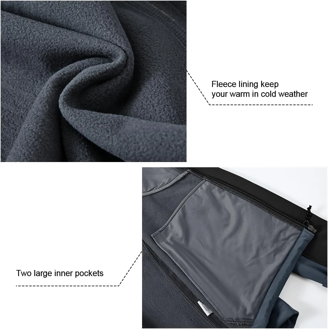 Gopune Men's Lightweight Soft Shell Jacket Fleece Lined Waterproof Hooded Hiking Winter Jacket