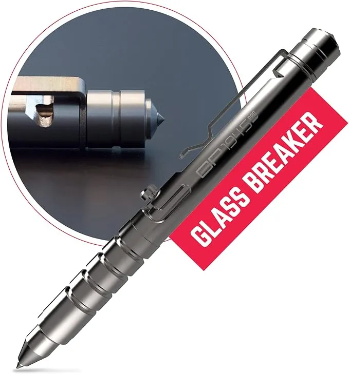 GPCA - GP 1945 Bolt Action Pen PRO, Smart Alternative to a Pen Light, EDC Pen Multitool with Rescue Whistle, Measurement on grip, Survival Gear for Camping, Titanium, Polished
