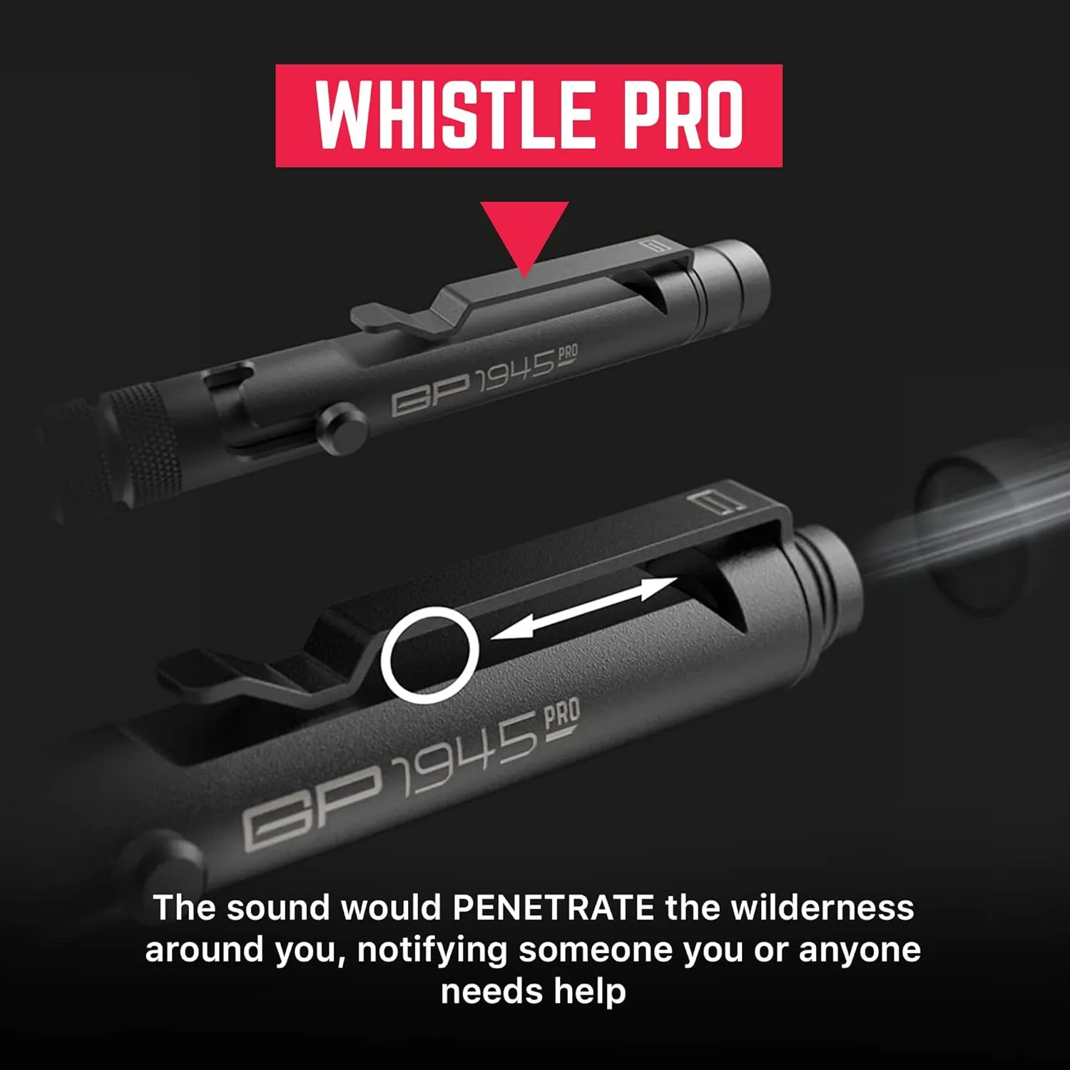 GPCA - GP 1945 Bolt Action Pen PRO, Smart Alternative to a Pen Light, EDC Pen Multitool with Rescue Whistle, Measurement on grip, Survival Gear for Camping, Titanium, Polished