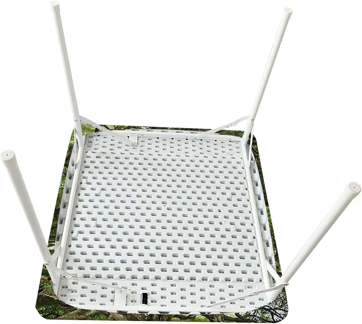 Green Rectangle Tablecloth, Branches in Jungle Mother Earth Tropic Print Elastic Edged Picnic Table Covers ?for Camping, Dining, Outdoor, Park, Patio Forest Fits up 4 Foot Tables