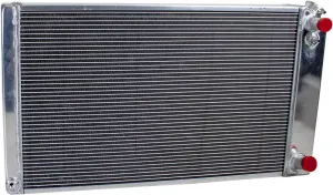 Griffin Radiator, Direct Fit, 33-1/4 in W x 18-11/16 in H x 3 in D, Passenger Side Inlet, Passenger Side Outlet, Aluminum, Natural, Manual, GM 1967-91, Each