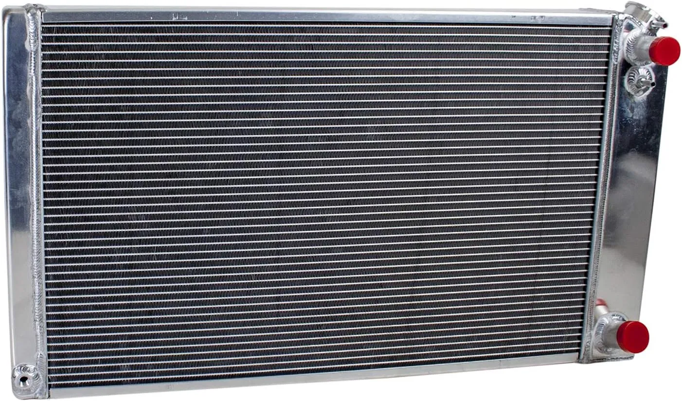 Griffin Radiator, Direct Fit, 33-1/4 in W x 18-11/16 in H x 3 in D, Passenger Side Inlet, Passenger Side Outlet, Aluminum, Natural, Manual, GM 1967-91, Each