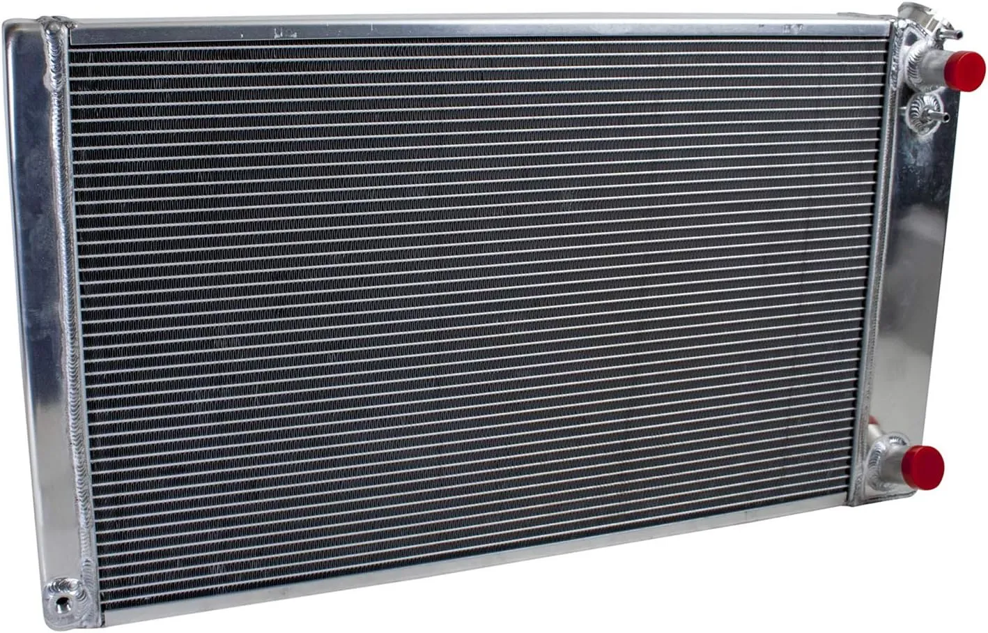 Griffin Radiator, Direct Fit, 33-1/4 in W x 18-11/16 in H x 3 in D, Passenger Side Inlet, Passenger Side Outlet, Aluminum, Natural, Manual, GM 1967-91, Each