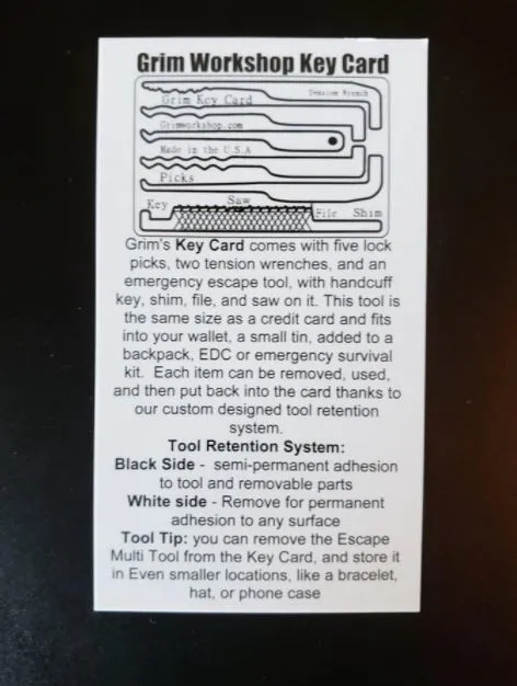 Grim Workshop Survival Key Card Lock Pick Set