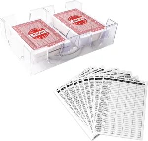 GSE Games & Sports Expert Canasta Cards Game Set, Includes 2 Decks Canasta Playing Cards with Point Values, a Revolving Card Tray, and 50 Score Sheets (Red)