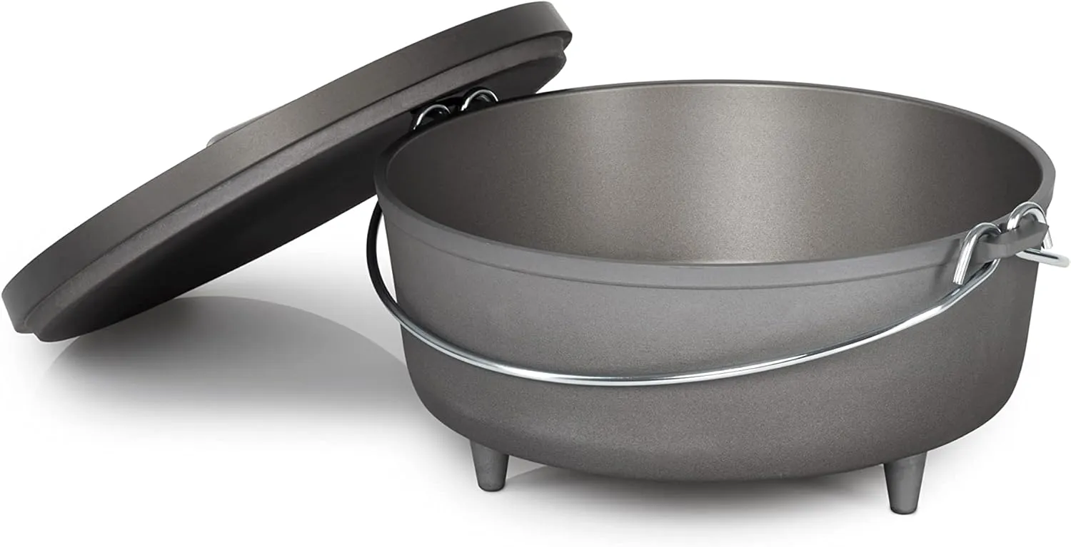 GSI Outdoors 12-Inch Hard Anodized Dutch Oven | Heavy-Duty, Non-Reactive, Rust-Free | Perfect for Open Fire, Camp Coals, Home Oven Use | Dutch Oven for Sourdough Bread, Stews, Soups and More