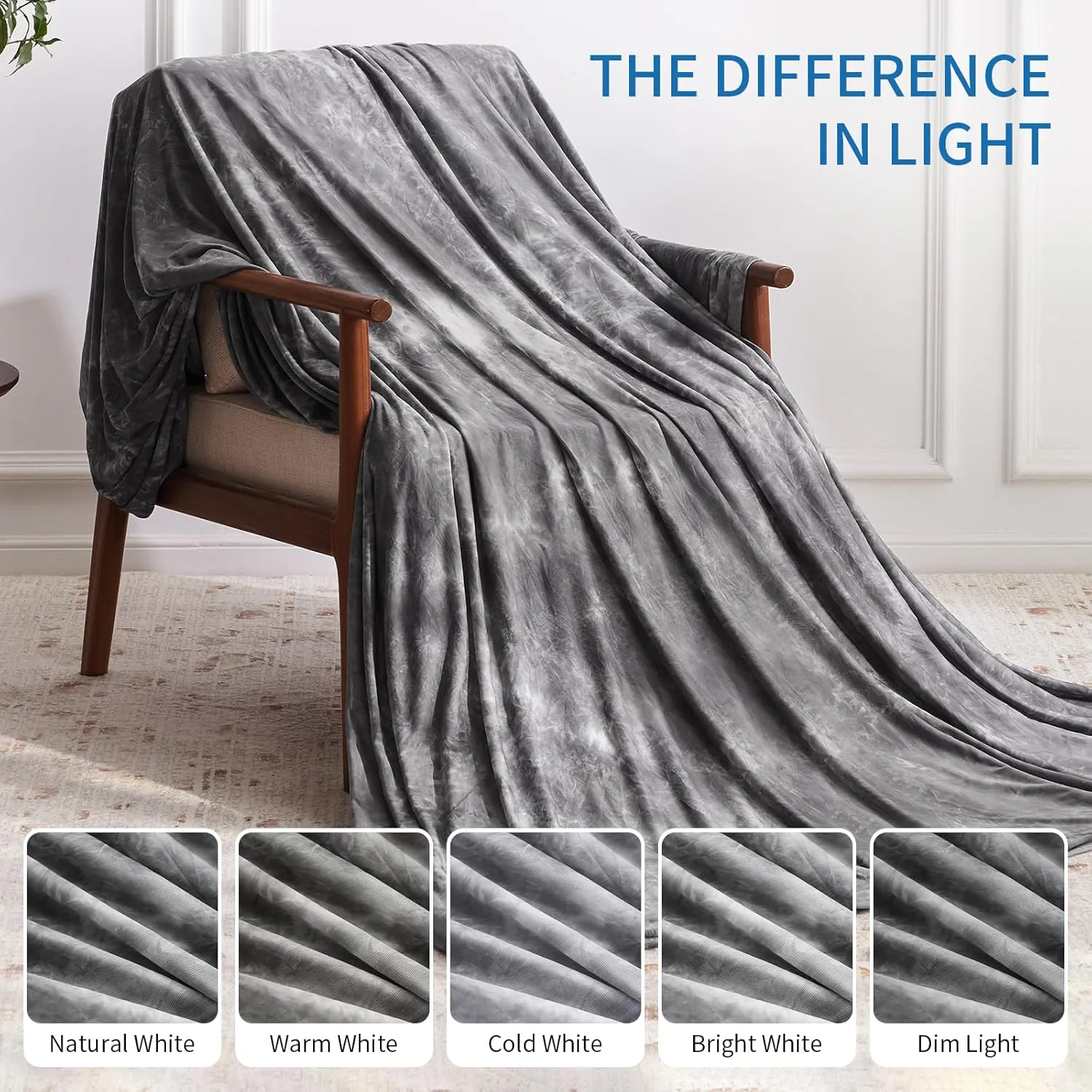 Guohaoi Cooling Throw Blanket for Hot Sleepers, Full Size 60''×90'' Lightweight Breathable Summer Bed Blanket for Couch, Arc-Chill Q-Max >0.5 Cool Fiber,Lightweight Tie Dye Blanket Grey