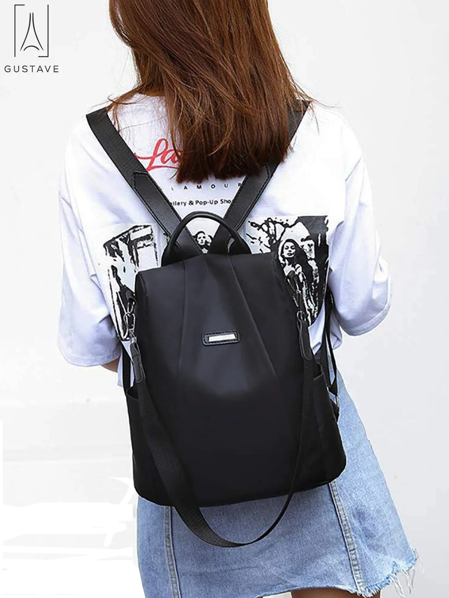 GustaveDesign Women Backpack Waterproof Oxford Cloth "Black"