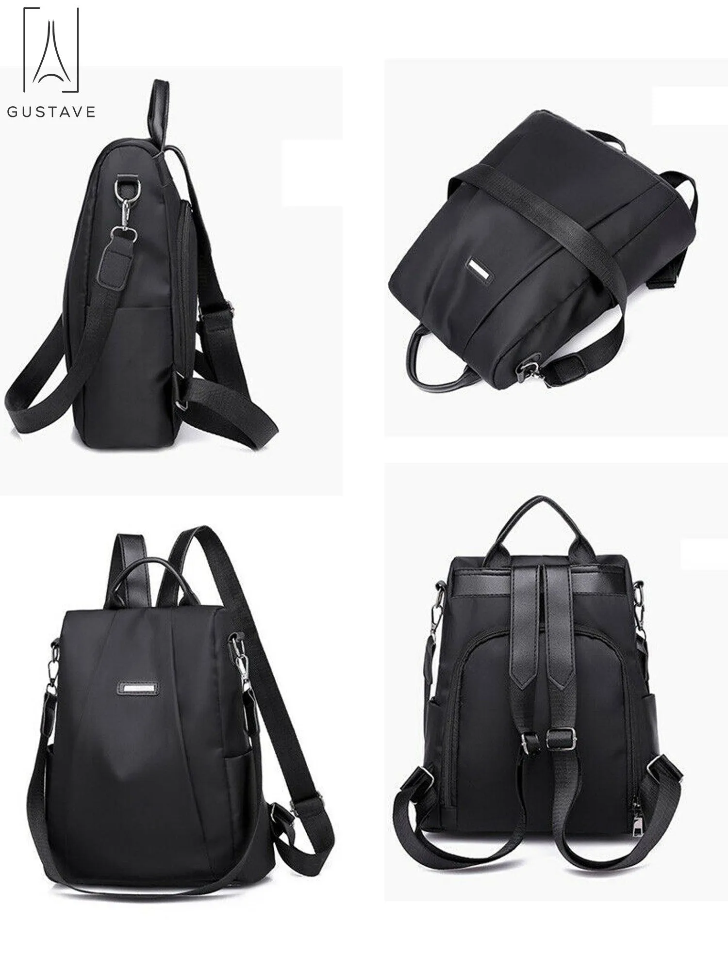 GustaveDesign Women Backpack Waterproof Oxford Cloth "Black"