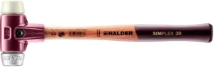 Halder Simplex Soft-Faced Mallet, Soft Aluminum Insert, Hard Nylon Insert, Cast Iron Housing with Handle Protection Sleeve, Varnished Wooden Handle, 30mm, .8 lbs.