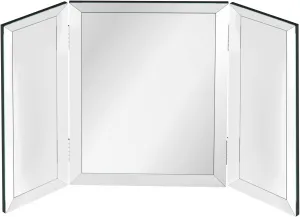 Hamilton Hills 40x40 inch Silver Trifold Mirror - Full Length Framed Beveled Edges 3 Way Mirror Hangable on Wall - Folding Tall Makeup Mirror with Hinges - Table Top, Dressing, Bathroom Vanity Mirror