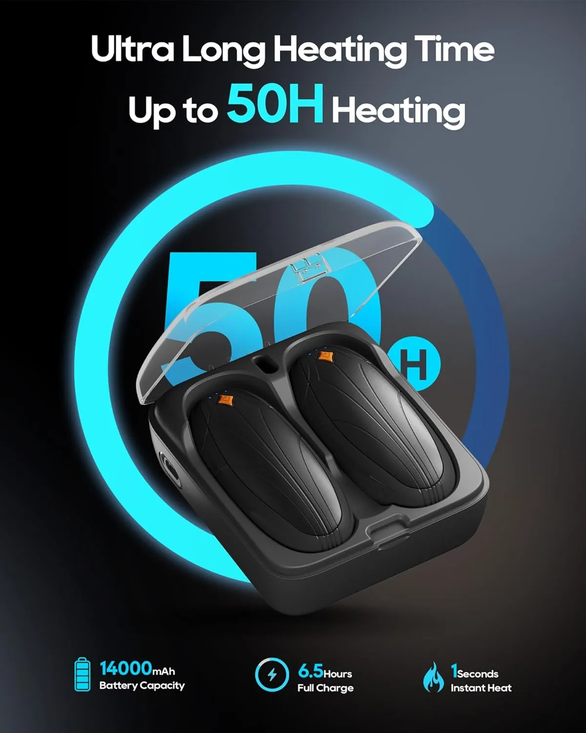 Hand Warmers Rechargeable 2 Pack, 14000mAh Electric Hand Warmers with Wireless Charging Case, AI Chip 3 Heat Settings Up to 50-Hour Portable Pocket Heater, Gifts for Christmas