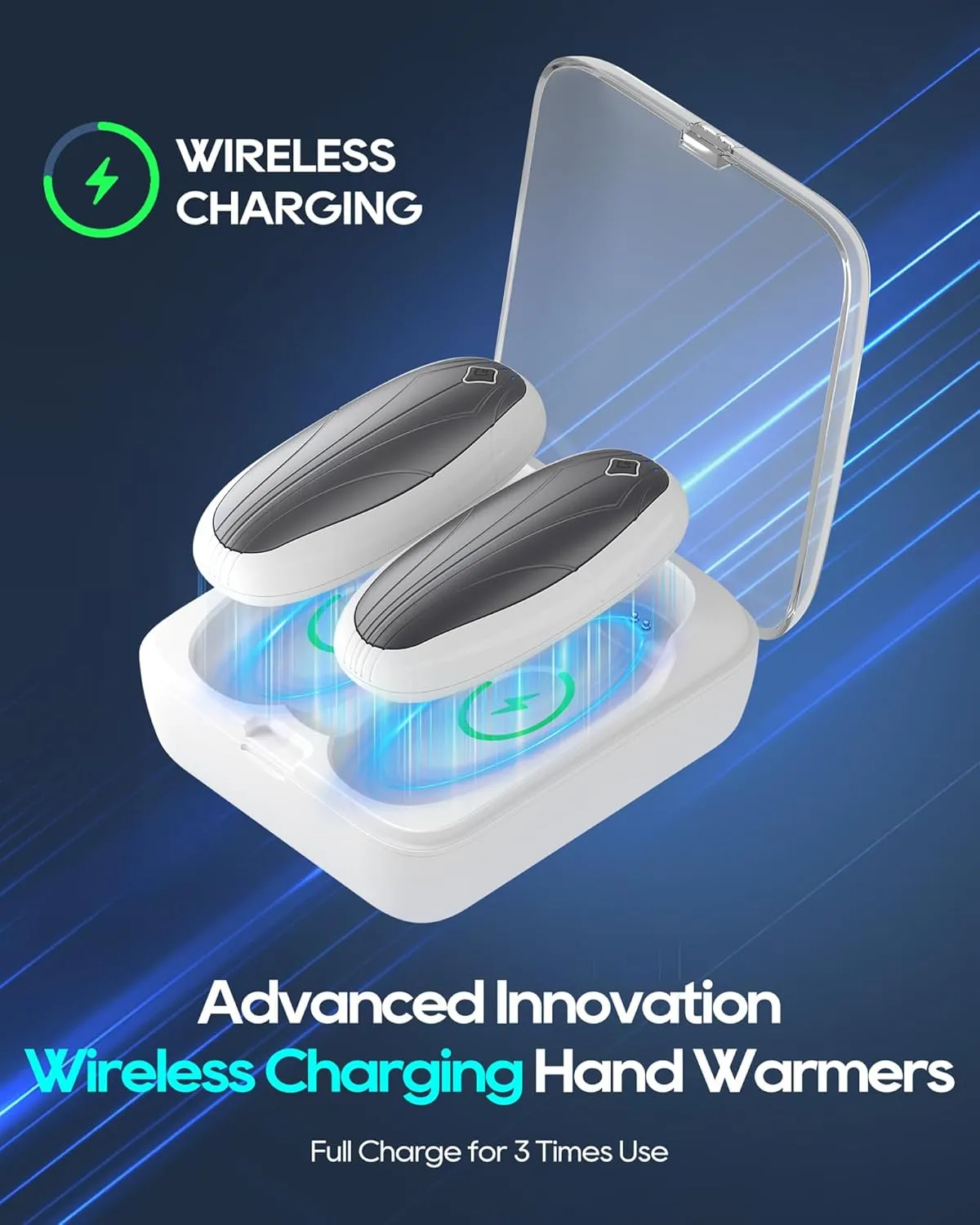 Hand Warmers Rechargeable 2 Pack, 14000mAh Electric Hand Warmers with Wireless Charging Case, AI Chip 3 Heat Settings Up to 50-Hour Portable Pocket Heater, Gifts for Christmas