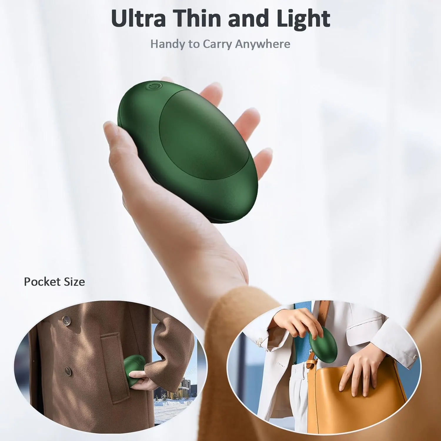 Hand Warmers Rechargeable 2 Pack, 5000mAh Rugby and Avocado Pocket Warmer,Electric Hand Warmer with 2 USB Cable, Fast Heating Gifts for Adults Camping Winter