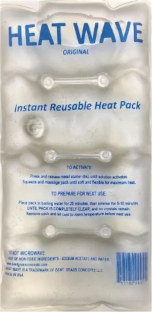 HEAT WAVE Instant Reusable Heat Pack - Medium (5 x 9 inch Size) Perfect for Stiff and Sore Muscles (Medium Clear 1-Pack): Made in USA