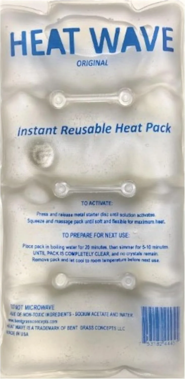HEAT WAVE Instant Reusable Heat Pack - Medium (5 x 9 inch Size) Perfect for Stiff and Sore Muscles (Medium Clear 1-Pack): Made in USA