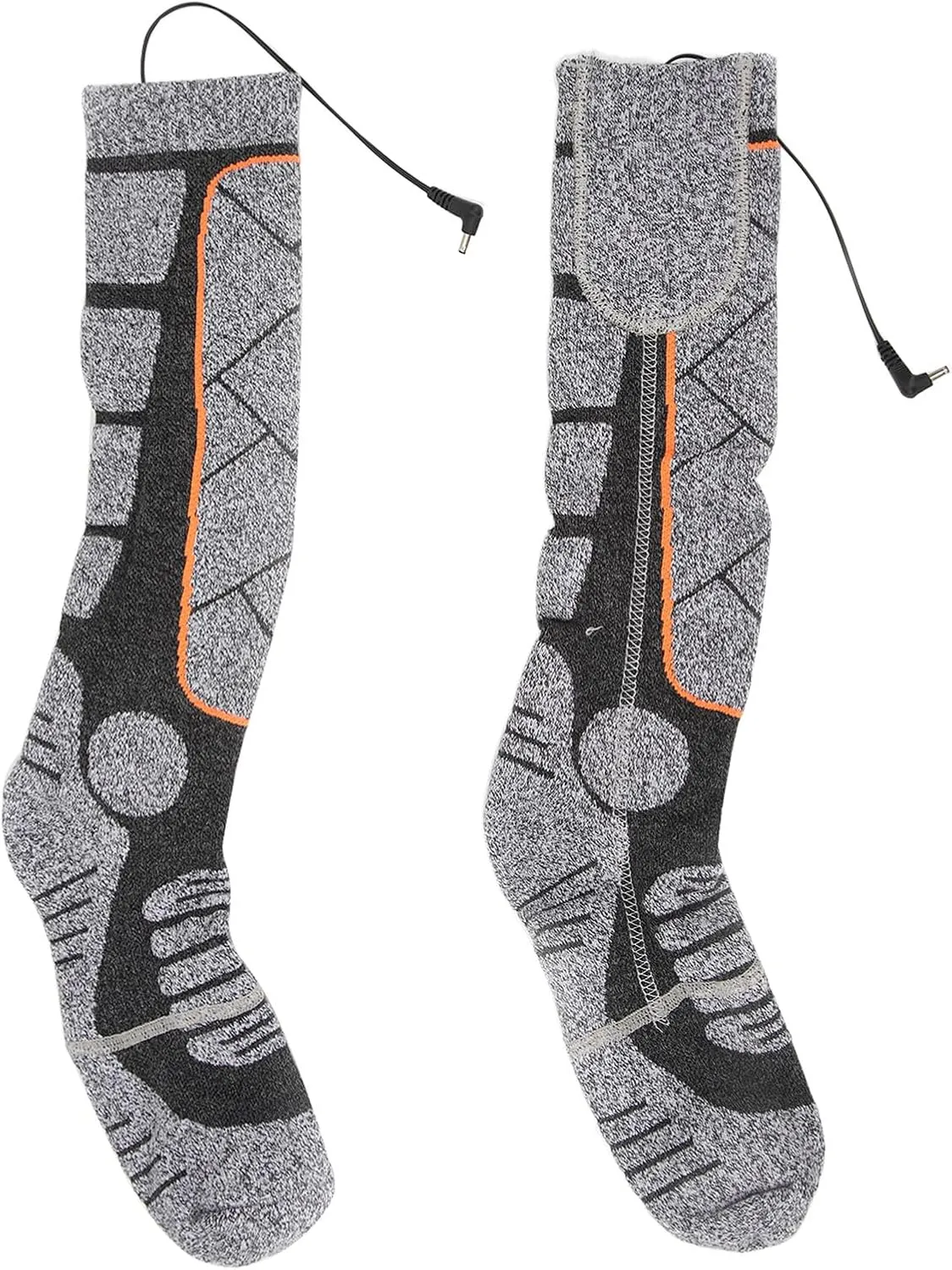 Heated Socks 3 Speed Cotton Elastic Unisex Dark Gray Battery Powered Winter Socks for Camping Fishing Cycling