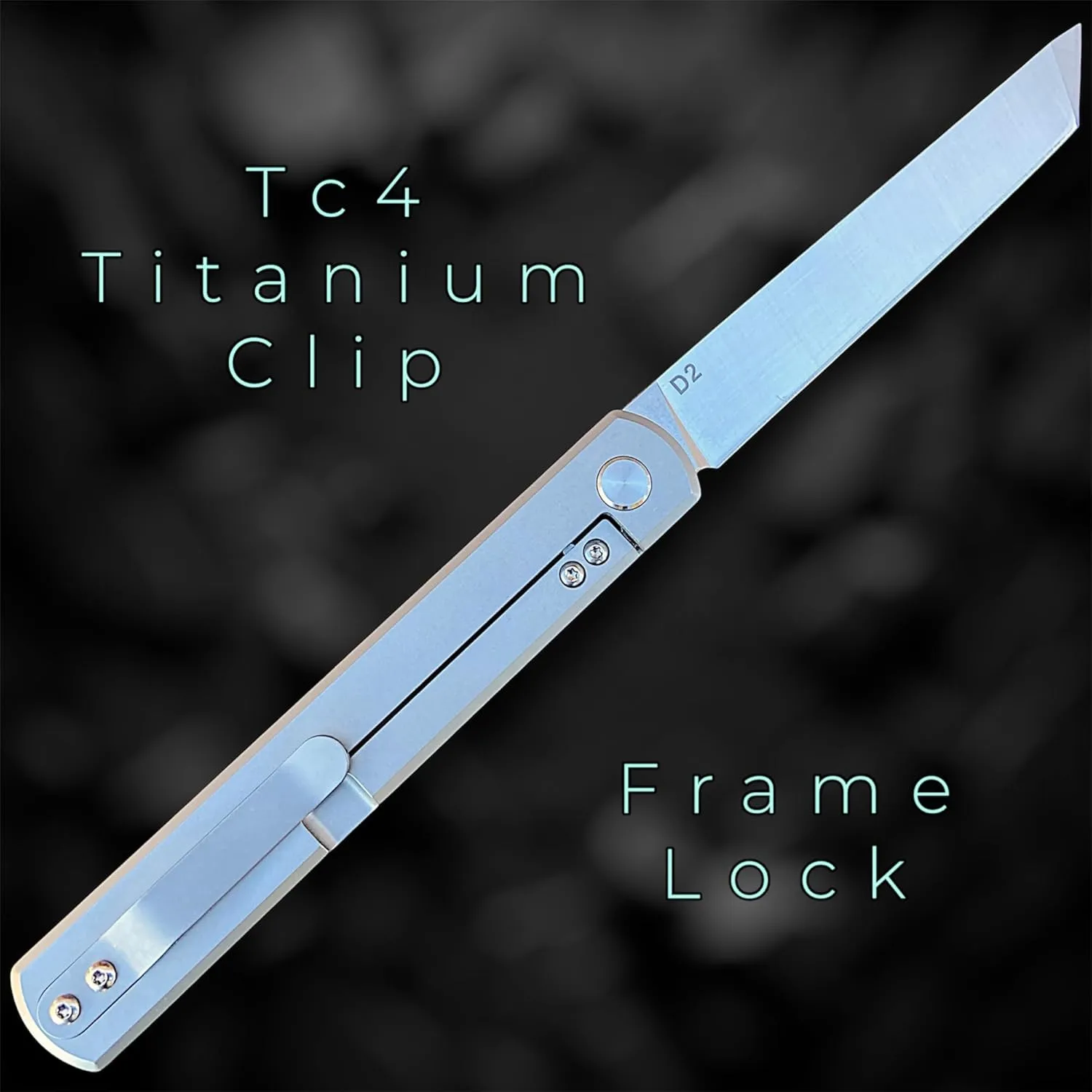 Higonokami Pocket Folding Knife, Solid Tc4 Titanium Handle, Japanese Style Top Flipper, Razor Sharp D2 Steel Tanto Blade (Tatsu Higonokami)
