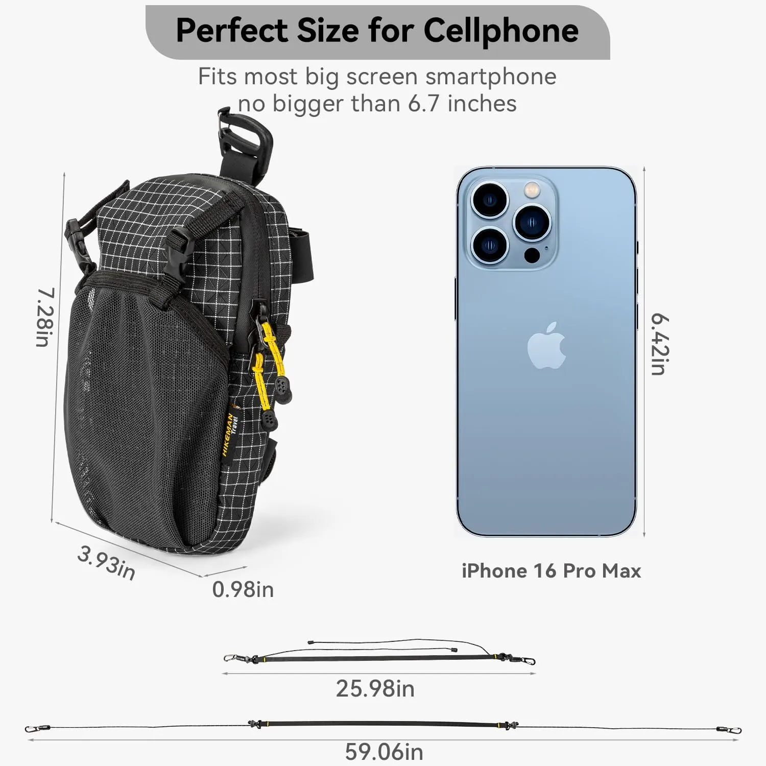 HIKEMAN Outdoor Waterproof Cycling Sports Mobile Phone Case,Backpack Strap Phone Pouch Attachment Bag for Hikers,Smartphone Strap Pack,Small Crossbody Bag Waist Pack for Sports Hiking Camping