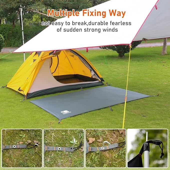 HIKEMAN Waterproof Tent Footprint Camping Tarp - Ultralight Tent Floor Saver,Multifunctional Tents Ground Sheet Mat with 4 Tent Stakes for Camping,Picnic,Hiking,Backpacking,Hammock,Beach