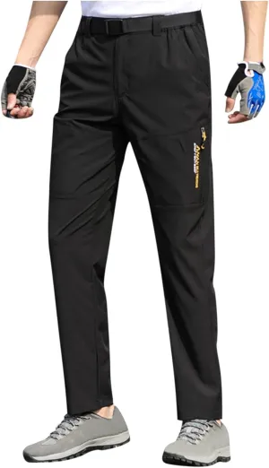 Hiking Pants Men with Belt 5 Pockets Waterproof Lightweight Quick Dry Travel Fishing Workout Outdoor Pant Active Wear
