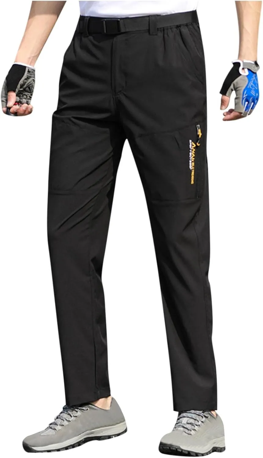 Hiking Pants Men with Belt 5 Pockets Waterproof Lightweight Quick Dry Travel Fishing Workout Outdoor Pant Active Wear