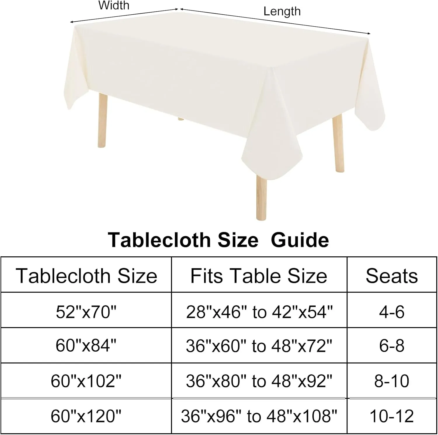 homing Rectangle Vinyl Tablecloth, Waterproof Spillproof Plastic Flannel Backed Table Cloth, Wipe Clean Table Cover for Dining Table, Buffet Parties and Camping (Beige, 60" x 102")