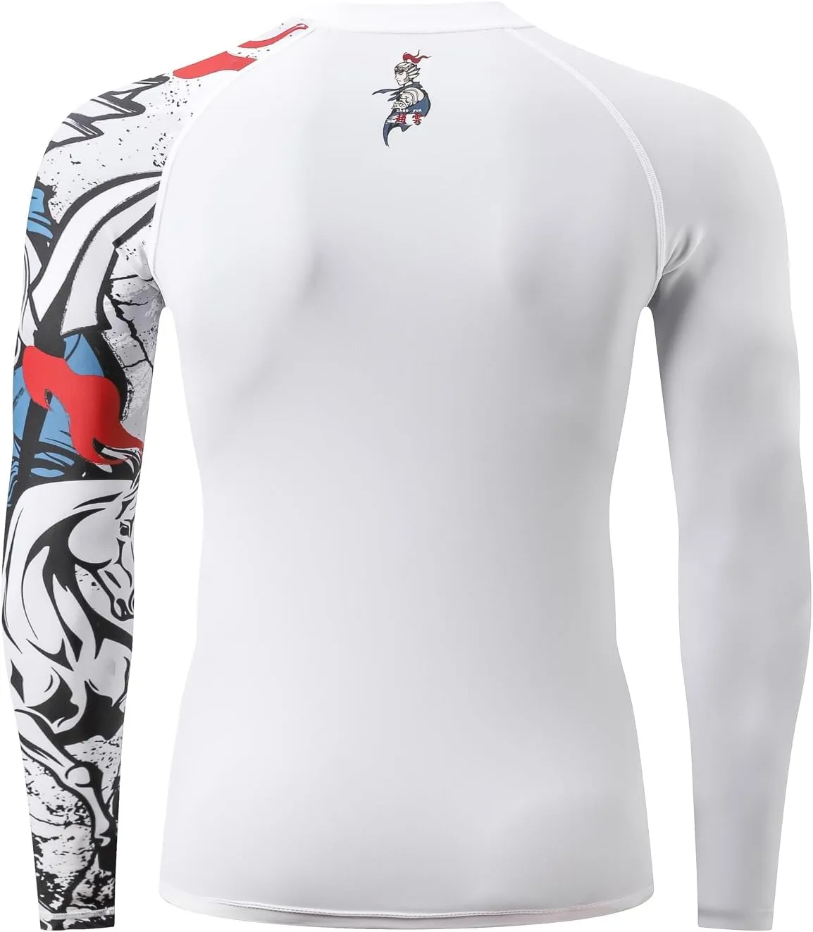 HUGE SPORTS Men's Rash Guard Long Sleeves UPF 50  UV Sun Protection Quick Drying Splice Compression Swim Shirts