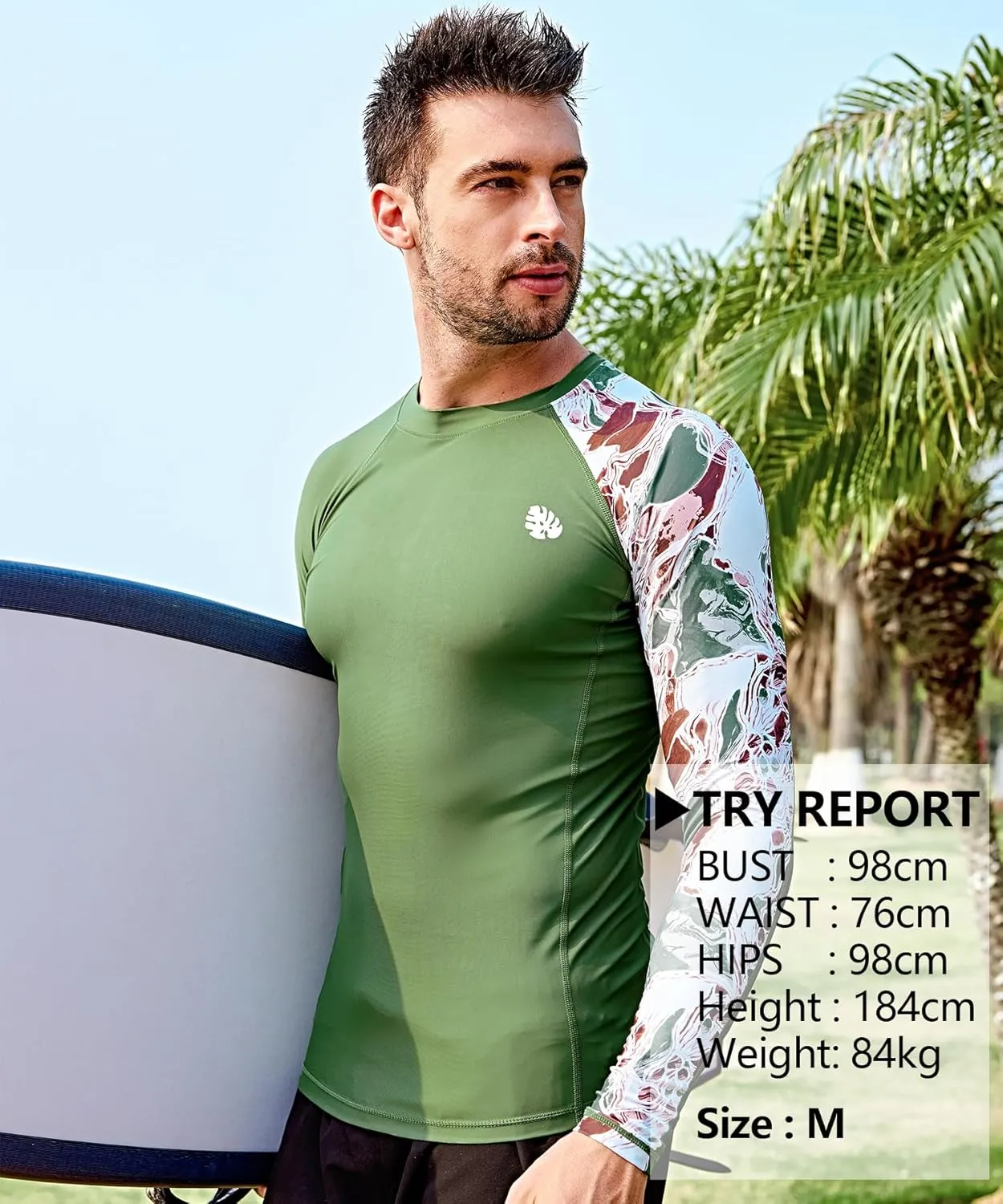 HUGE SPORTS Men's Rash Guard Long Sleeves UPF 50  UV Sun Protection Quick Drying Splice Compression Swim Shirts