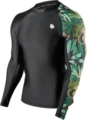 HUGE SPORTS Men's Rash Guard Long Sleeves UPF 50  UV Sun Protection Quick Drying Splice Compression Swim Shirts
