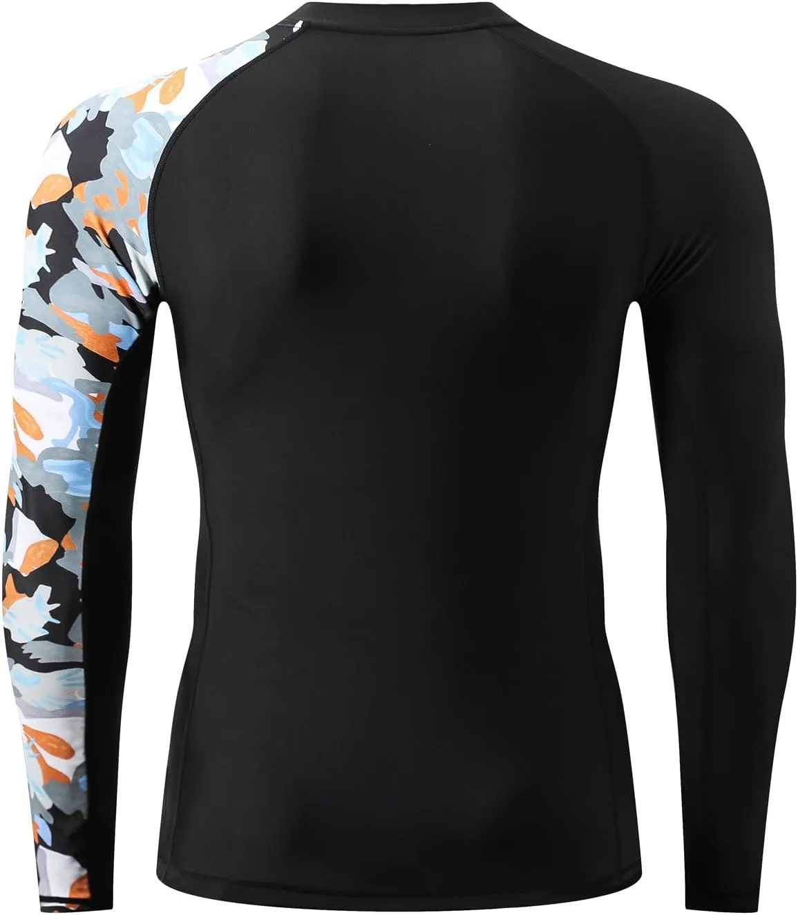 HUGE SPORTS Men's Rash Guard Long Sleeves UPF 50  UV Sun Protection Quick Drying Splice Compression Swim Shirts