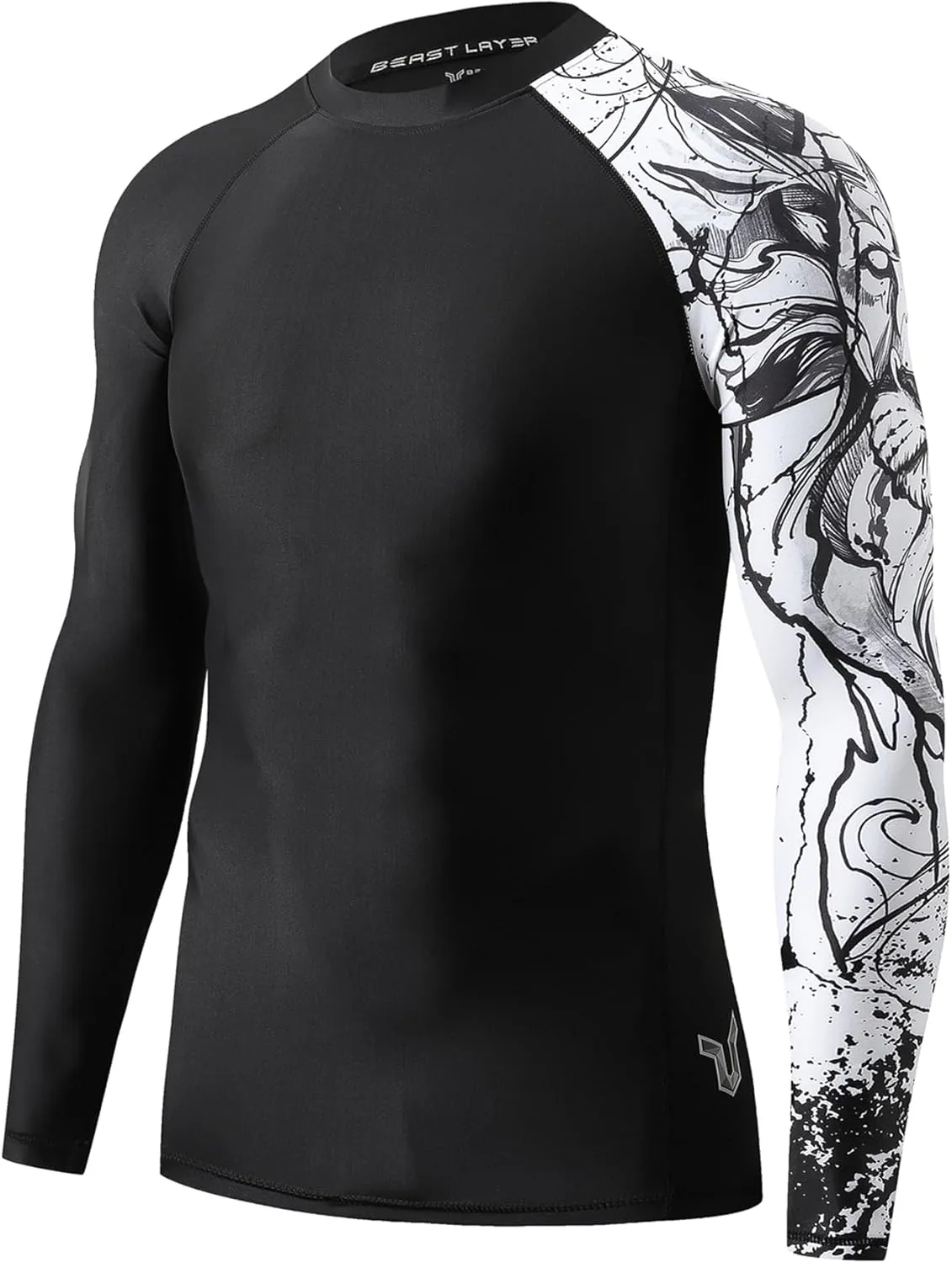 HUGE SPORTS Men's Swim Shirts Long Sleeve UPF 50  Rash Guard Sun Shirts UV Sun Protection