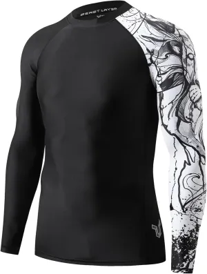 HUGE SPORTS Men's Swim Shirts Long Sleeve UPF 50  Rash Guard Sun Shirts UV Sun Protection