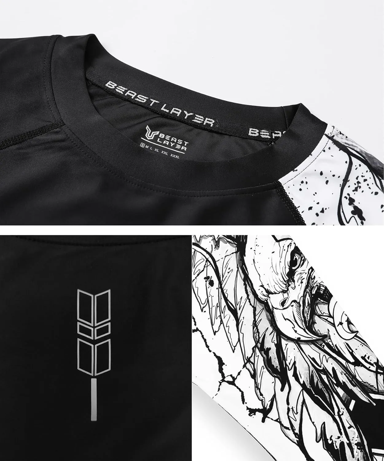 HUGE SPORTS Men's Swim Shirts Long Sleeve UPF 50  Rash Guard Sun Shirts UV Sun Protection