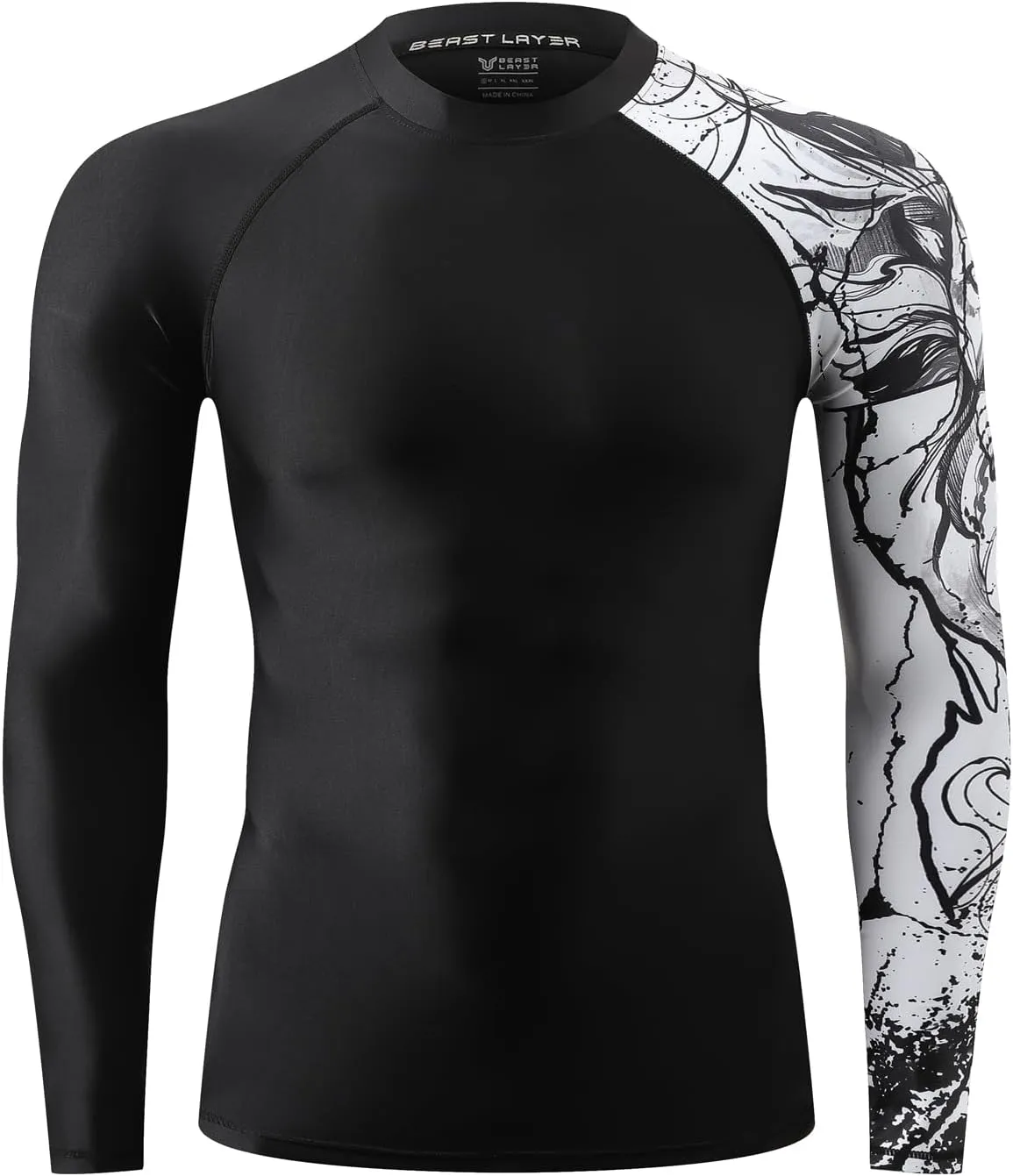 HUGE SPORTS Men's Swim Shirts Long Sleeve UPF 50  Rash Guard Sun Shirts UV Sun Protection