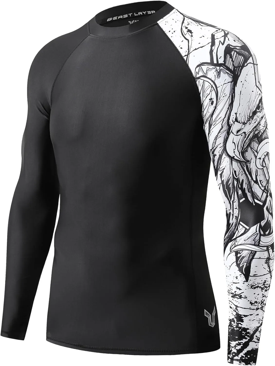 HUGE SPORTS Men's Swim Shirts Long Sleeve UPF 50  Rash Guard Sun Shirts UV Sun Protection