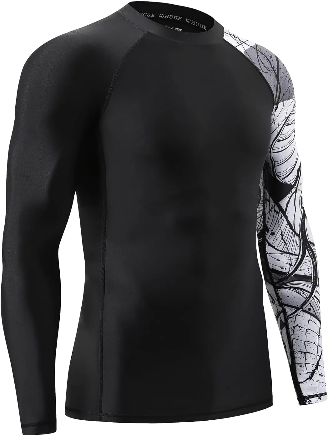 HUGE SPORTS Men's Swim Shirts Long Sleeve UPF 50  Rash Guard Sun Shirts UV Sun Protection