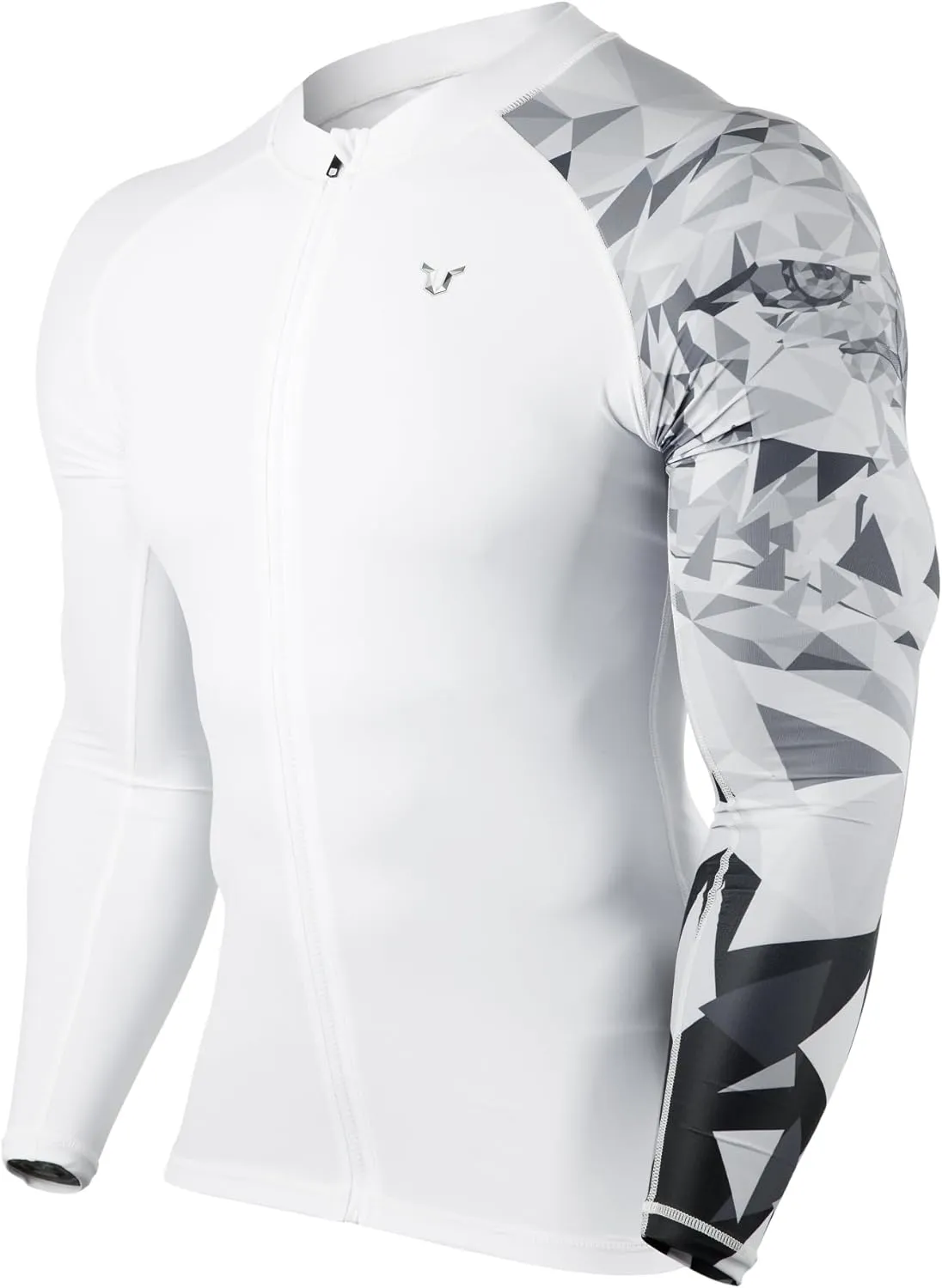 HUGE SPORTS Men's Swim Shirts Long Sleeve Zip Rash Guard UPF 50  Sun Protective Quick Drying
